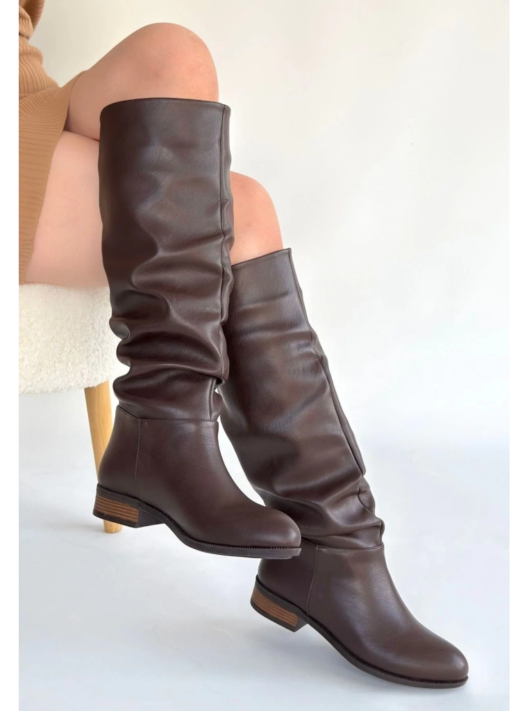 Winda Kahverengi Cilt Körüklü Çizme