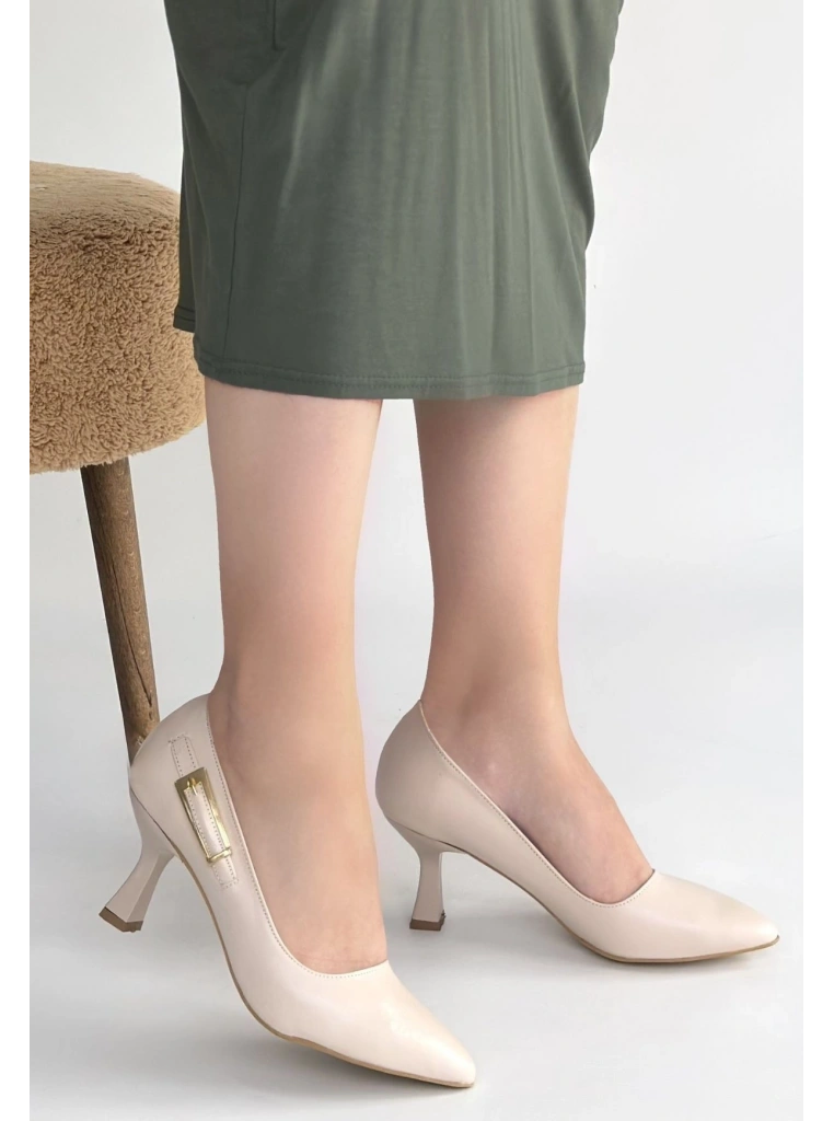 Yons Bej Cilt Topuklu Ayakkabı