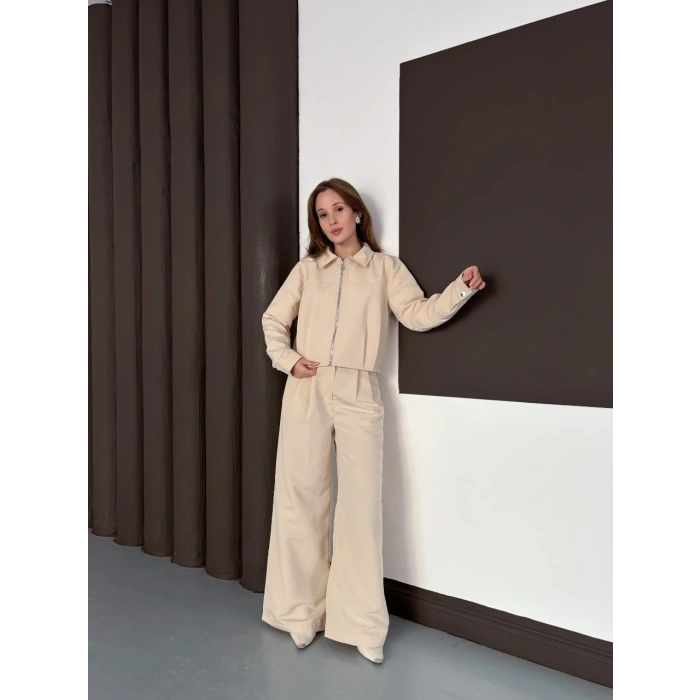 Trenç takım alt üst bej ons