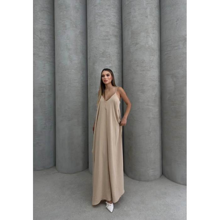 Aerobin uzun elbise bej pt