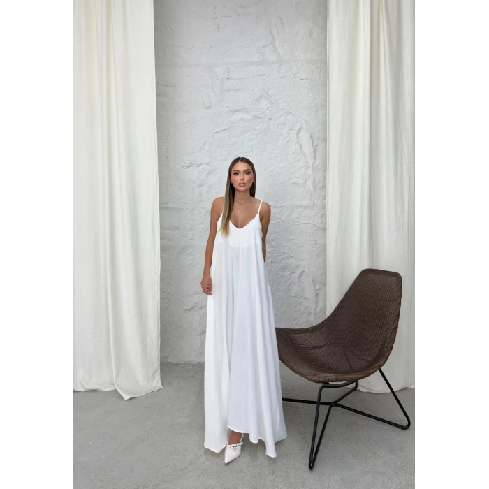 Aerobin uzun elbise beyaz pt