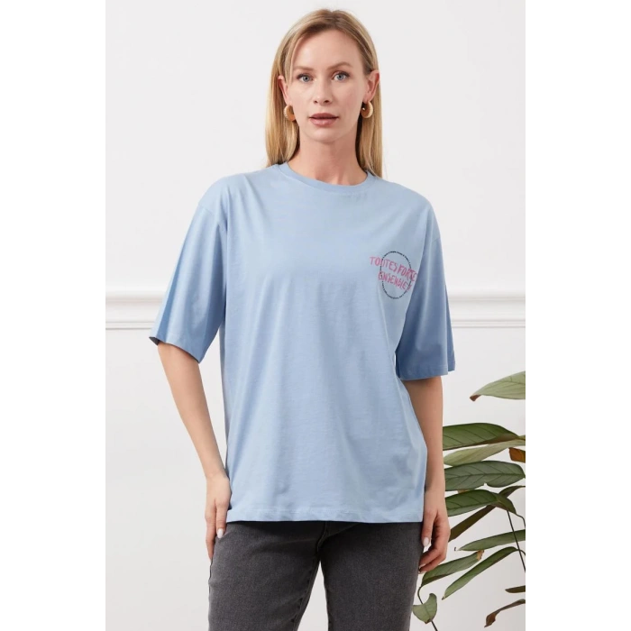 Baskılı tişört mavi