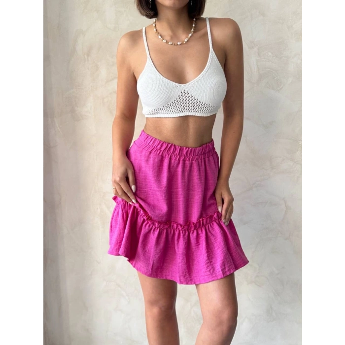 Çingene keten etek fuşya s24808