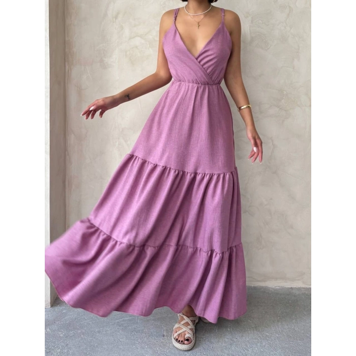 Fırfırlı katlı elbise s255049