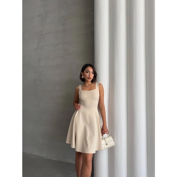 Kadın kare yaka kısa elbise s251188