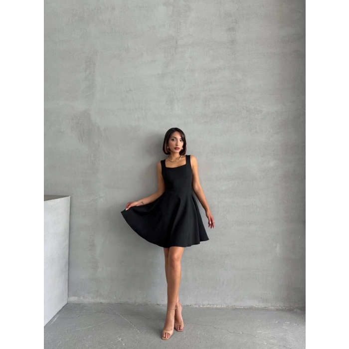 Kadın kare yaka kısa elbise s251188