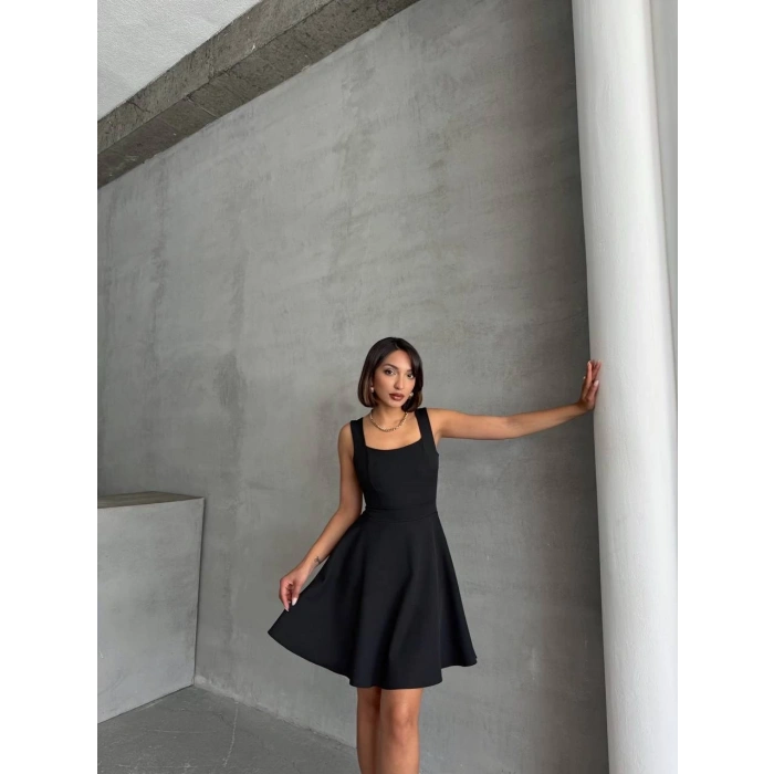 Kadın kare yaka kısa elbise s251188