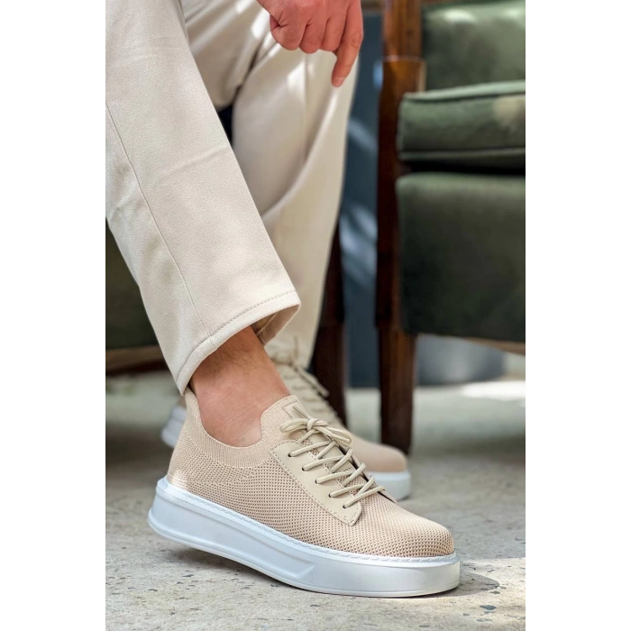 KB-116 Kuback Bej Bağcıklı Triko Günlük Erkek Ayakkabı