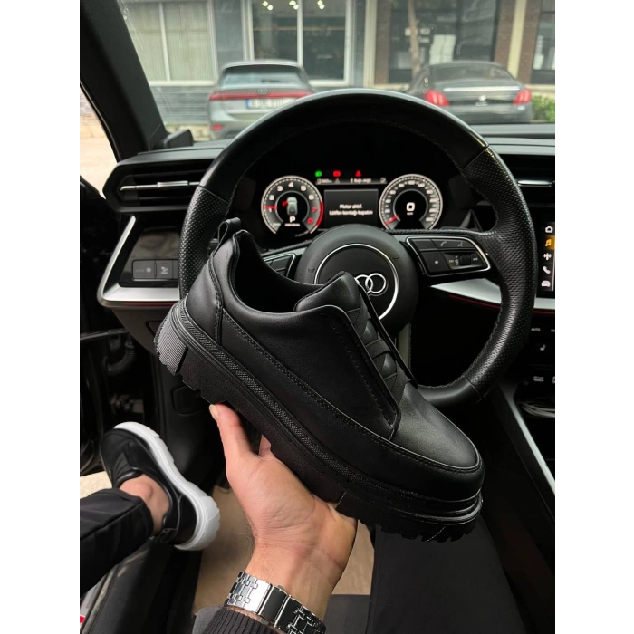 KB-703 Kuback Kömür Cilt Lastikli Günlük Erkek Ayakkabı