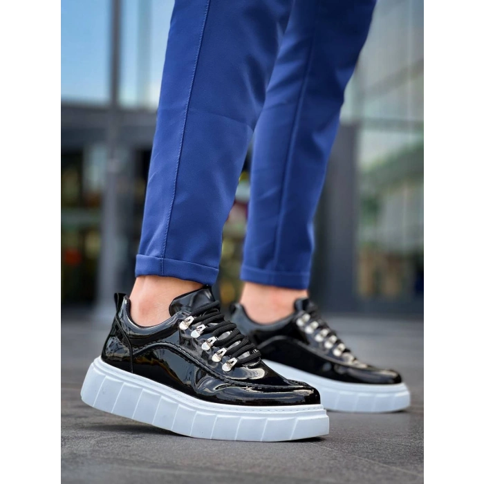 KB-X10 Kuback Siyah Rugan Beyaz Yüksek Taban Günlük Spor Ayakkabı