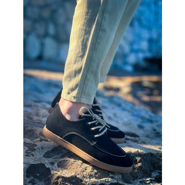 KB-X5 Kuback Siyah  Süet Bağcıklı  Günlük Erkek Ayakkabı