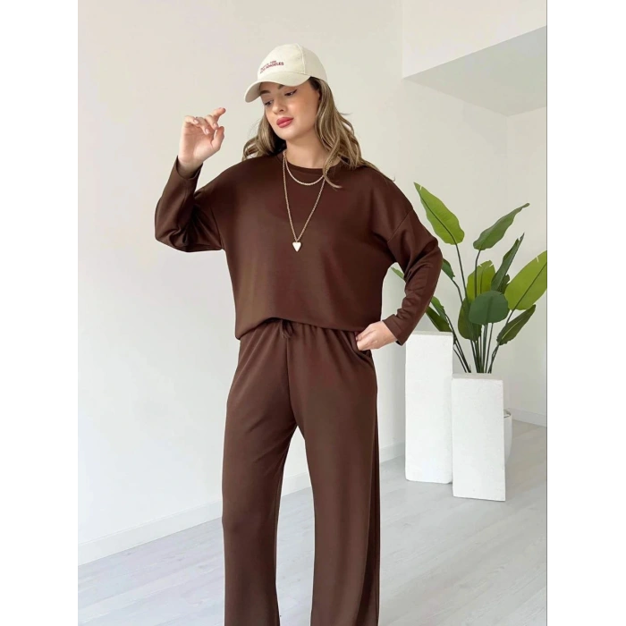 Kollu modal takım kahve