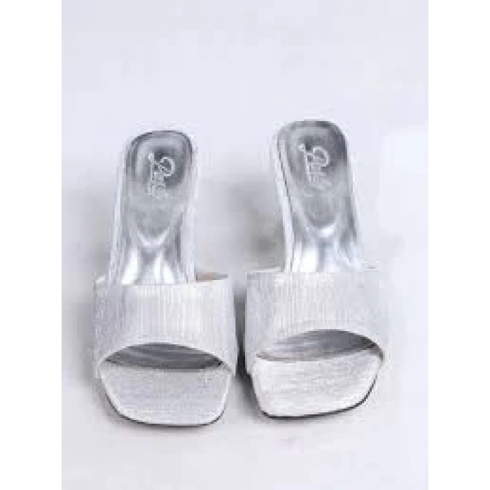 Luart Gümüş Simli Topuklu Terlik