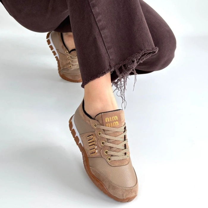 Marje Vizon Cilt Bağcıklı Spor Ayakkabı