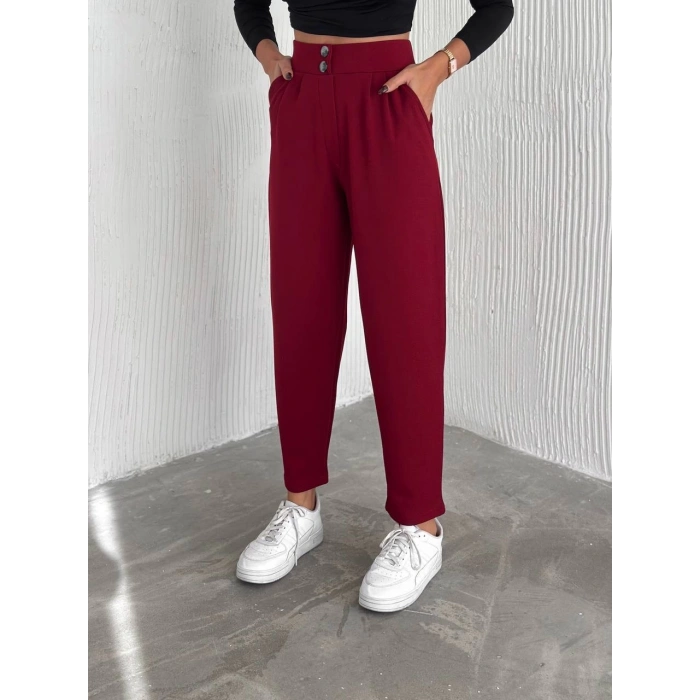 örme krep pantolon çift düğmeli