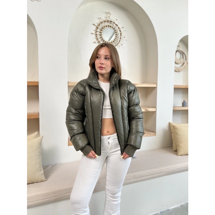 Puffer kısa mont haki st25534