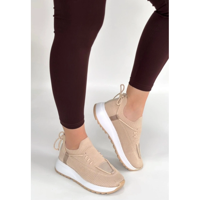 Renji Bej Triko Bağcıklı Spor Ayakkabı