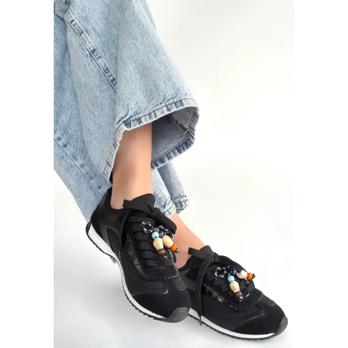 Riaf Siyah Cilt Bağcıklı Spor Ayakkabı