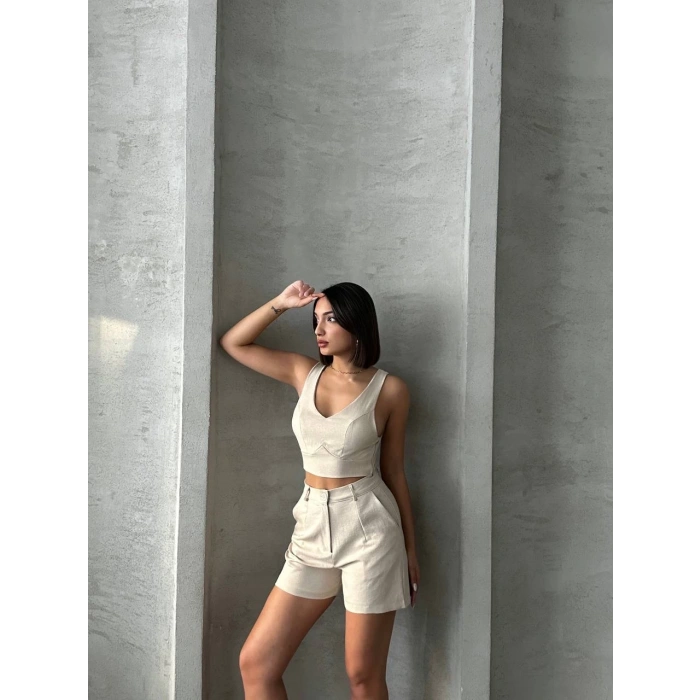 Şortlu keten takım s255014