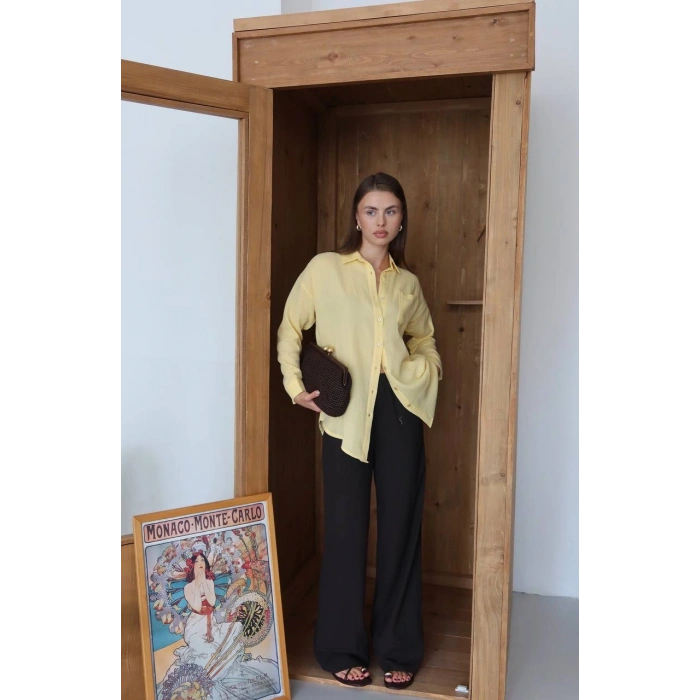 Tek cepli müslin gömlek sarı