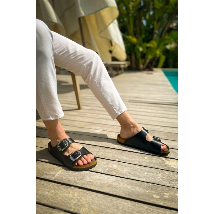 TRL001 - Chekich Deri Terlik SIYAH