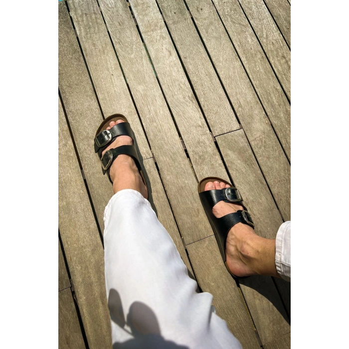 TRL001 - Chekich Deri Terlik SIYAH