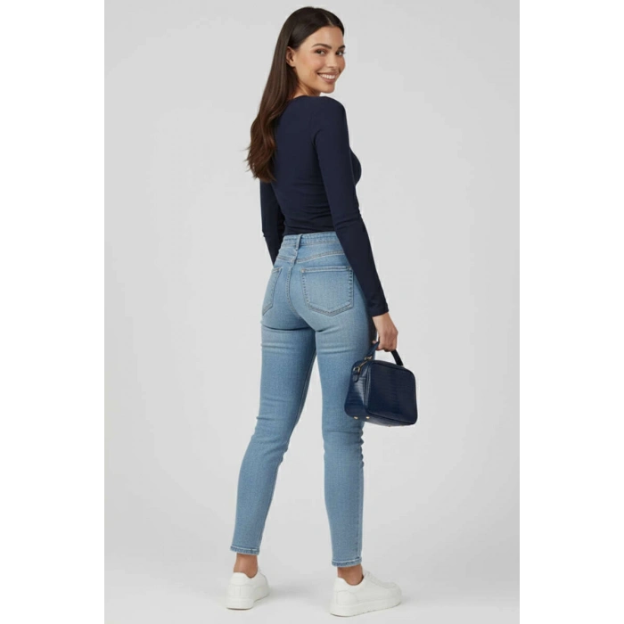 Yanı Büzgülü bluz Lacivert T4322