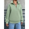 3 iplik Şardonlu yarım fermuarlı sweatshirt mint