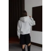 3 iplik şardonlu kapşonlu hoodie frm gri p510437