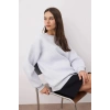3 iplik şardonlu bisiklet yaka sweatshirt gri