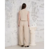 Broşlu yelek pantolon takım bej s255821
