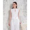 Broşlu yelek pantolon takım beyaz s255821