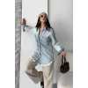 Cepli püsküllü kar yıkama kot ceket mavi d2515