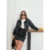 Crop bomber deri ceket siyah st2551985