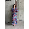 Dokuma baskılı yarasa kol elbise s8124
