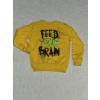 Fed baskılı bisiklet yaka sweatshirt erkek çocuk sarı