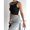 fitilli kaşkorse yakası zincirli atlet siyah