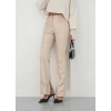 İspanyol yırtmaçlı paça deri pantolon bej hn