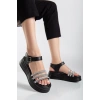 Lalen Siyah Kemerli Sandalet