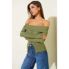 Madonna Yaka Düğmeli Bluz yeşil t4329