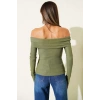 Madonna Yaka Düğmeli Bluz yeşil t4329