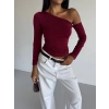 Omuz detaylı kollu bluz bordo f2336