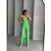 Palazzo pantolonlu alt üst takım yeşil