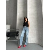 Palazzo straight kar yıkama jeans pantolon mavi d2008