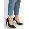 Pley Siyah Cilt Stiletto Ayakkabı