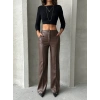 Zr deri palazzo pantolon kahve h24654