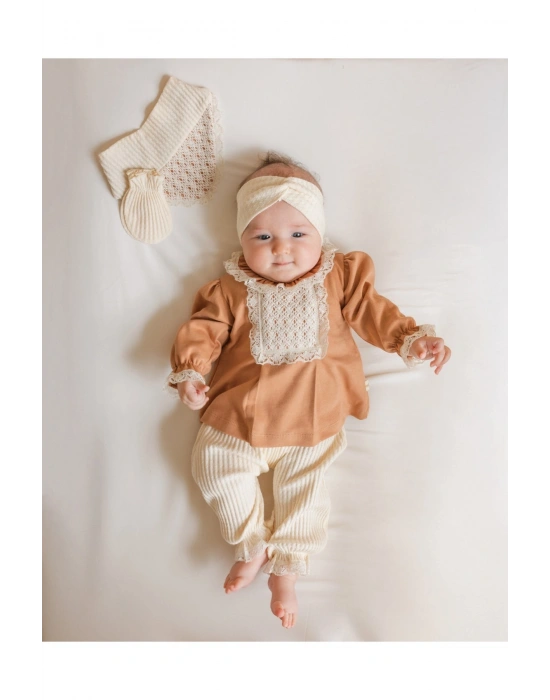 Miniycool 7094 Mnz Marka Barbara Bebek Yeni Doğan Hastane Çıkışı Kız 5li Set