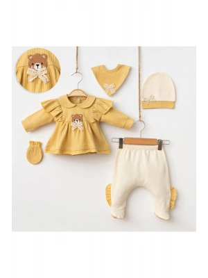 Miniycool 7056 Mnz Marka Cute Bear Yeni Doğan Hastane Çıkışı Kız 5li Set
