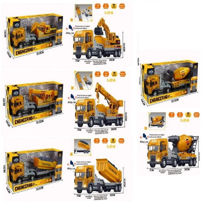 VardemIşıklı Müzikli 1:24 İnşaat Tırları KLX800-24
