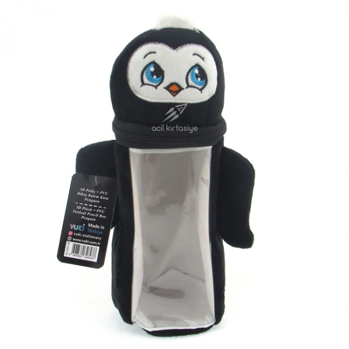 Vuki 3D Peluş Pvc Dikey Kalem Kutu Penguen 0125-08